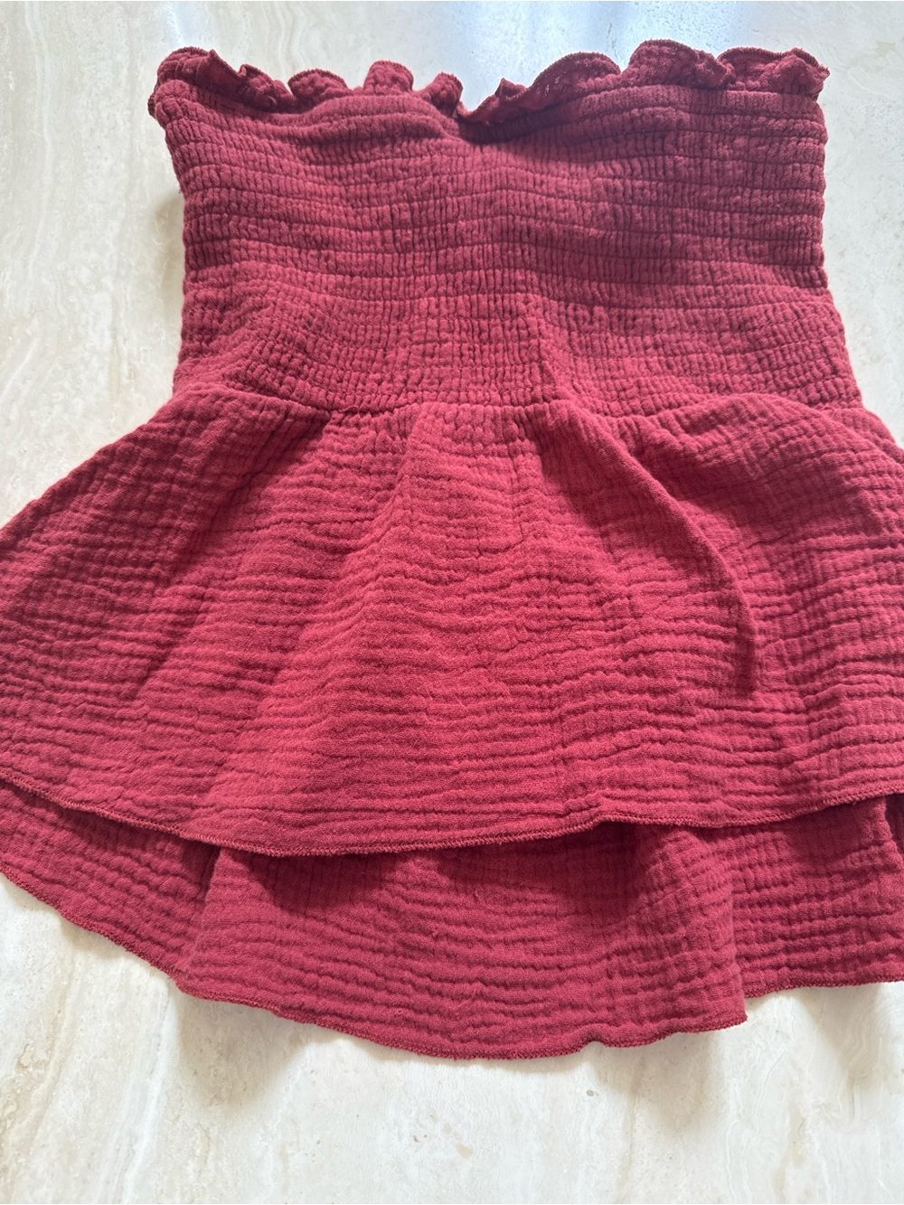 Sky and Sparrow Cranberry Smocked Ruffle Tube Top - Picture 2 of 2
